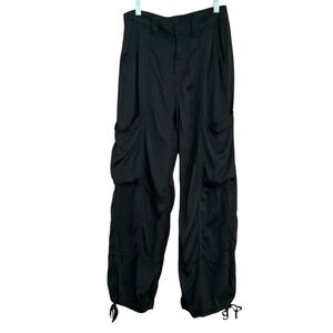 American Eagle Baggy Jogger Cargo Dance Style Silky Black Tie Hem Sz 2 Short
